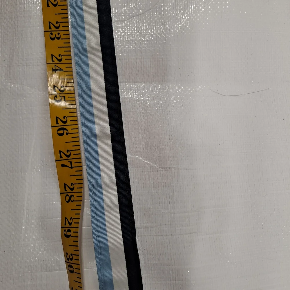 Brooks Brothers Blue Striped Fabric Double D Ring Belt